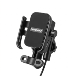 Motowolf Heavy-Duty Aluminum Alloy Mobile Phone Holder (Handlebar/Mirror Mount with USB Smart Charge)
